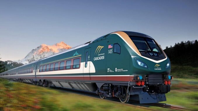 Amtrak Cascades Airo Züge vor sich in der Endphase der Testläufe - BlauBahn