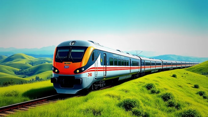 Fertiggestellte Illustrationen für die 24-Wagen Vande Bharat Bahn in Indien - BlauBahn